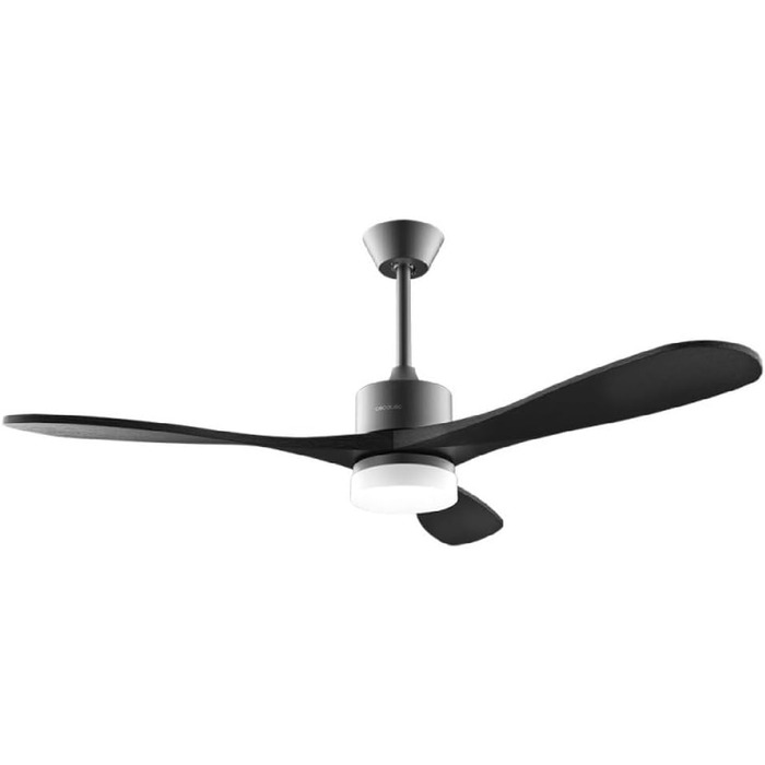Стельовий вентилятор Cecotec EnergySilence Aero 5200 Black Design з LED підсвіткою та пультом ДУ, 40 Вт, 52 дюйми, дерев'яне оздоблення Stone Pro