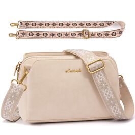 Сумка жіноча LOVEVOOK через плече, бежева: кросбоді, сумка середнього розміру, RFID-захист, 2 ремені 25x15x9 см