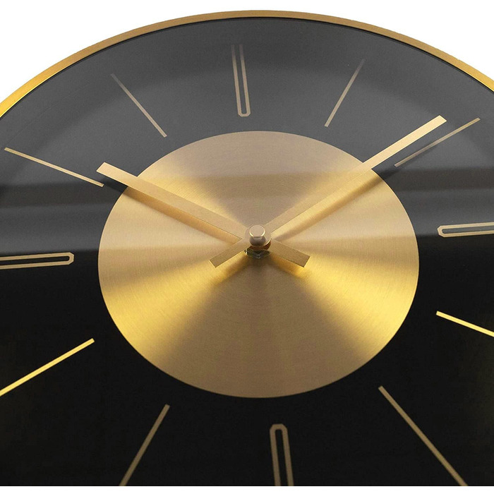 Modern Silent Aluminum Wall Clock 30 cm Diameter Without Ticking Sounds for Living Room, Bedroom and Office (Gold Aluminum)