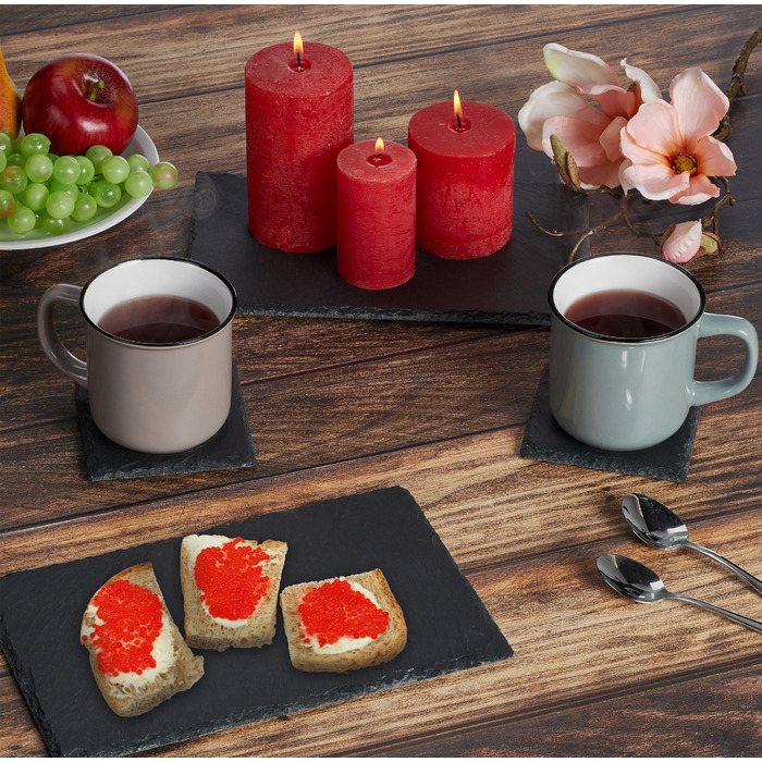 Relaxdays Set of 16 Slate Coasters, 10x10 cm