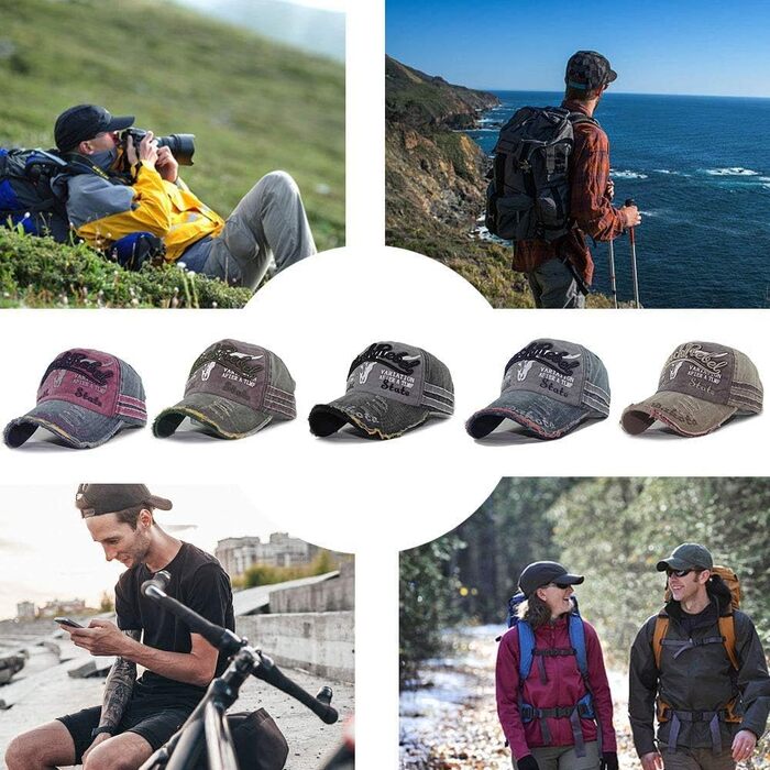 Кепка бейсболка для чоловіків та жінок, вінтажна бейсболка, кепка бейсболка, для відпочинку на природі, регульована, ретро, універсальний розмір, колір: чорний