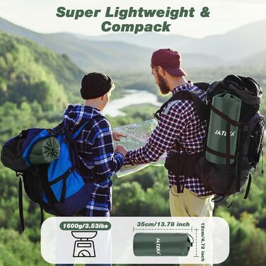 JATEKA Self-Inflating Sleeping Pad - Ultralight Camping Mat with Pillow & Foot Pump - Compact Sleeping Pad for Backpacking, Hiking, Travel & Tent (Double Size)