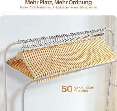 Підставка для одягу PORTENTUM: сталева, до 35 кг, з подвійною перекладиною та полицею для взуття, протиковзкі ніжки, захисні кінчики, швидкий монтаж, білий (без вішалок)