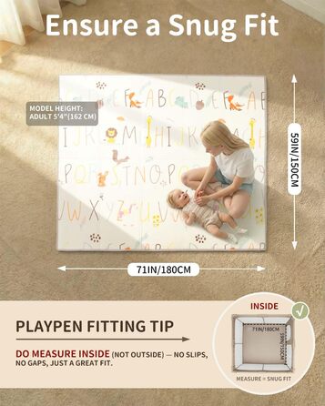 Дитячий килимок для ігор Krabbelmatte, 150x180 см, водонепроникний, антиковзкий, з сумкою для перенесення, алфавіт