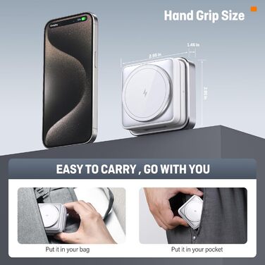 Зарядний пристрій 3-в-1 для Apple Watch та iPhone, MagSafe, складна підставка, бездротовий заряд для AirPods Pro/3/2, білий