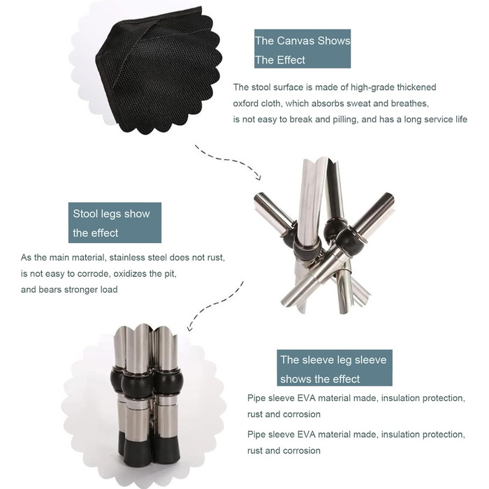 Зручний складаний стілець для кемпінгу та відпочинку на природі (Khaki 33см, Чорний 32см)