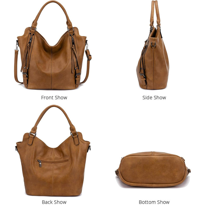 Жіноча сумка-шопер Reaer 2 в 1: сумка через плече та гаманець для офісу, навчання, подорожей (світло-коричнева)