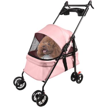 Візок для собак та котів OHMG, складний, до 20 кг, з гальмами, XXL-кошик, 3 вікна, тримач для напоїв, 50 x 70 x 95 см