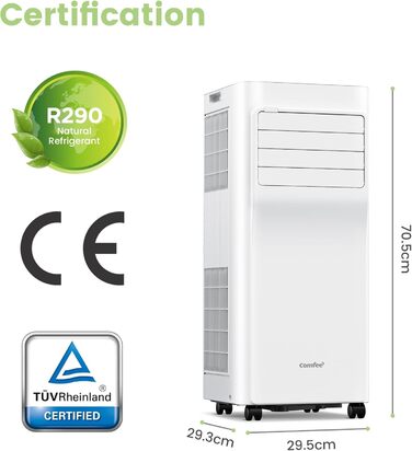 Мобільний кондиціонер Comfee Breezy Cool Pro 2.0, 7000 BTU (2.0kW), охолодження, вентиляція, осушення, керування через додаток, для кімнат до 68м³