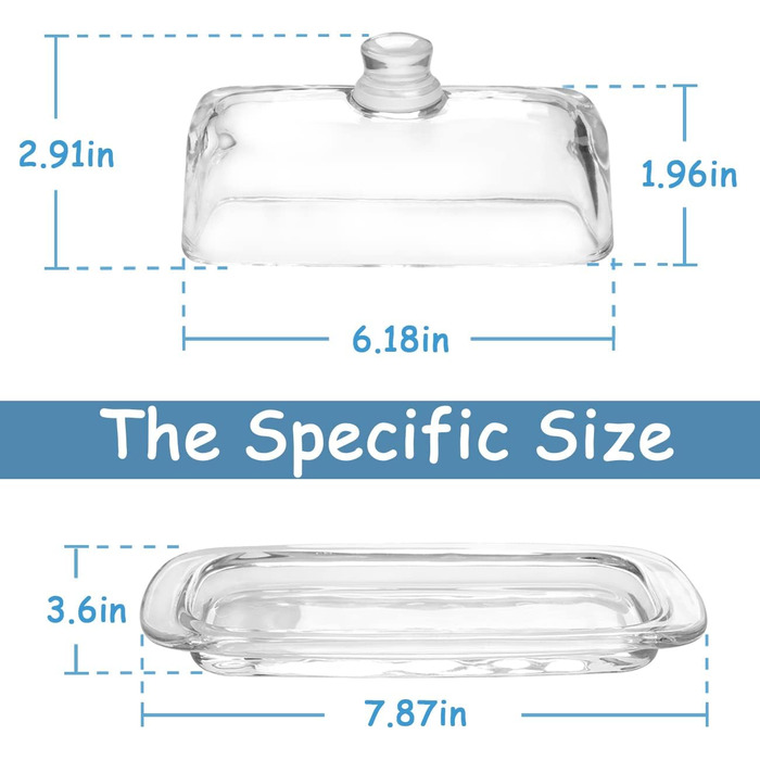 Gusnilo Butter Dish made of Glass, Classic Butter Dish, Transparent, with Lid and Handle, Dishwasher Safe, 1 Piece