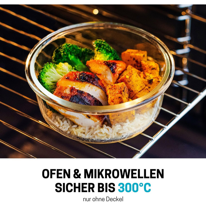 Контейнери для їжі Igluu Meal Prep, скляні, набір 3 шт (400/650/950 мл) - BPA-free, мікрохвильовка, духовка, морозилка, посудомийка