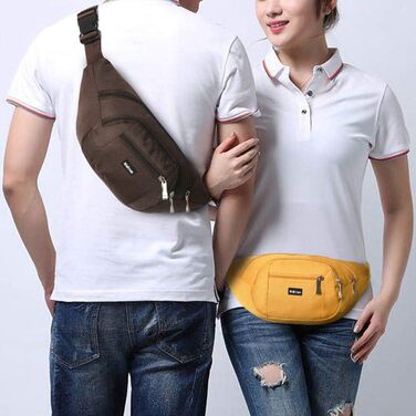 Водонепроникна поясна сумка на пояс, 3 кишені на блискавці для чоловіків та жінок, для піших прогулянок, туризму, спорту, подорожей, гаманець (Жовтий)