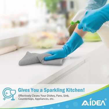 Серветки з мікрофібри AIDEA для прибирання, кухні та авто, без ворсу та розводів, 30 x 30 см, сірі, 24 шт.