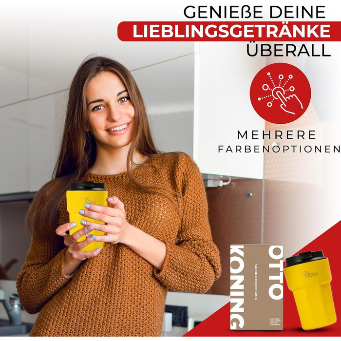 Термокружка 350 мл з кришкою, що не пропускає, з нержавіючої сталі для кави, чаю та напоїв на виніс (Жовтий)