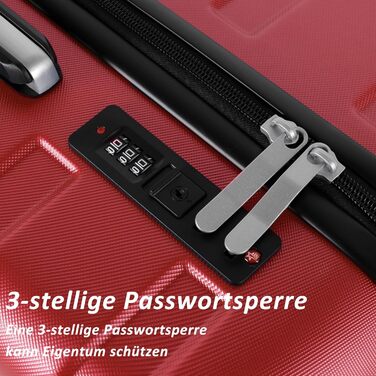 Набір валіз TANTOMI 3 шт., ABS, з колесами, 20/24/28 дюймів, червоний колір