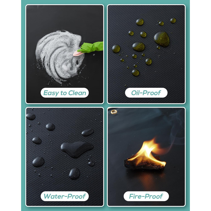 Негорючий килимок для гриля 100x150 см: захист від жару та антипригарне покриття для газових та вугільних грилів