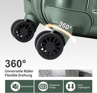 Набір валіз LEADZM 3 шт. з колесами, великий, жорсткий ABS+PC, телескопічна ручка, ручна поклажа (М'ятний)