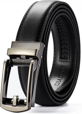 Чоловічий шкіряний ремінь CHAOREN з автоматичною пряжкою, 32 мм, для бізнесу та офіційних заходів, без петель, чорний, розмір 100-110 см