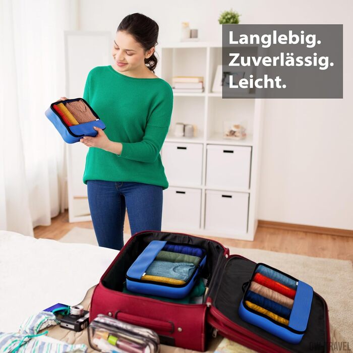 Органайзери для валізи OW-Travel: набір для пакування одягу (4 шт.) - синій