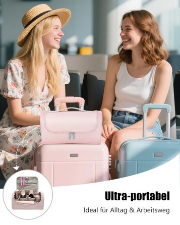 MESCOMB Airstyler 5-в-1: Іонний фен та мультистайлер для волосся з насадками. Швидке сушіння, локони, об'єм, випрямлення. Без пошкодження волосся. З дорожньою сумкою. Рожевий колір