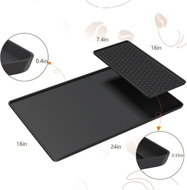 Силиконова килимок-підставка під кавомашину 2-в-1, 60 x 40 см (Чорний)