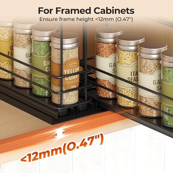 Організатор для спецій Orimade - висувна полиця для спецій, 3 шт (2 шт 5см, чорний)