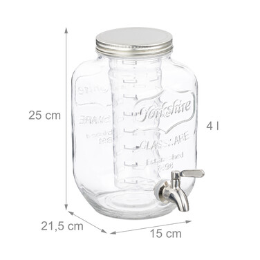 Relaxdays Fruit Infuser Drink Dispenser - 4 Liter