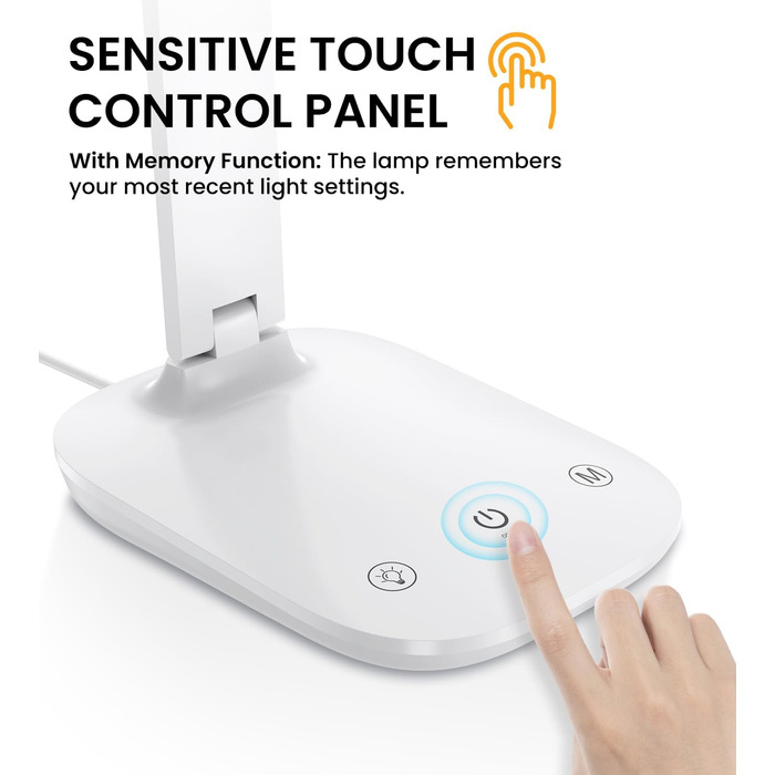 LED лампа настільна диммерна з 5 кольорами, регулювання яскравості 15%-100%, захист очей, USB-зарядка, таймер, сенсорне керування, для дітей, спальні, читання, офісу