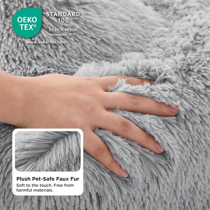 Кругле ліжко для котів та собак BEDSURE, діаметр 50 см, плюшеве, зручне, м'яке, для маленьких та середніх порід