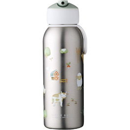 Mepal - Flip-Up Campus Thermoflask - Insulated Drinking Bottles Little Dutch - Stainless Steel Thermos Flask - 9 hours hot & 12 hours cold - BPA-free - 350 ml - Little Farm
