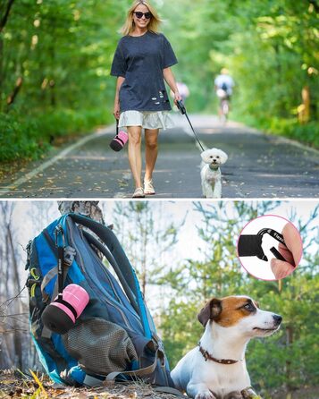 Складана пляшка для води для собак Lesotc 520мл, рожева, для прогулянок, подорожей та кемпінгу