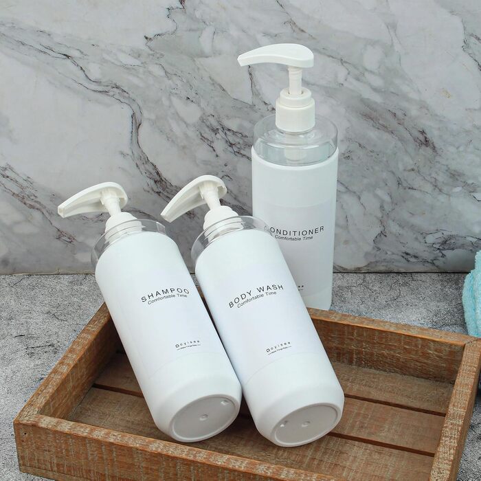 Набір дозаторів для душу Goyiseе, 3 шт. з пластику сірого кольору для мила та шампуню, аксесуари для ванної кімнати