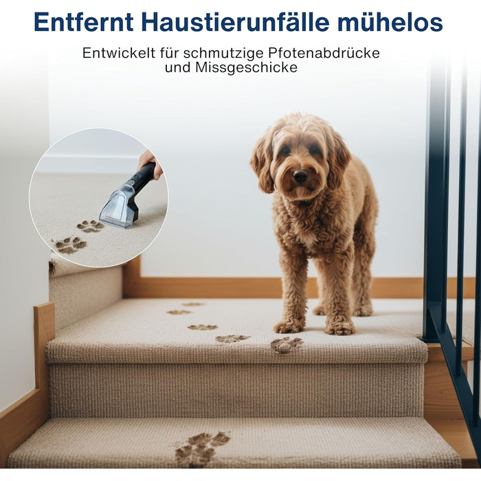 Samako Teppichreiniger Polsterreiniger: компактний ручний пристрій для чищення килимів та м'яких меблів, 400W, 2 великі резервуари для води, підходить для всіх типів тканини