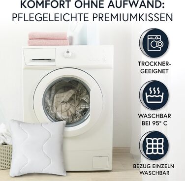 Подушки для дивану MOON Feeling 4 шт, 60x60 см, стьобані, наповнені, із застібкою-блискавкою, особливо щільні, пральні при 95°C, внутрішні подушки для дивану та ліжка