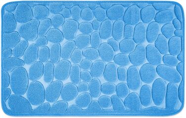 Memory Foam Bathroom Rug - Non-Slip Washable & Quick-Dry Bath Mat - 60 x 100 cm Blue