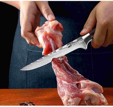 Набір кухонних ножів Dfito, 8 предметів, професійний, з роллю, з високоякісної нержавіючої сталі, для шеф-кухаря, гострі, з червоною ручкою