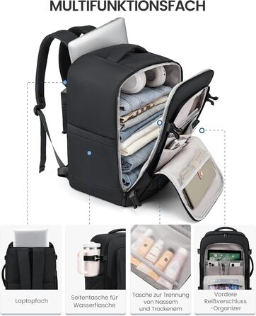 LOVEVOOK Рюкзак для ручної поклажі, 40L, для подорожей, ноутбук 17.3