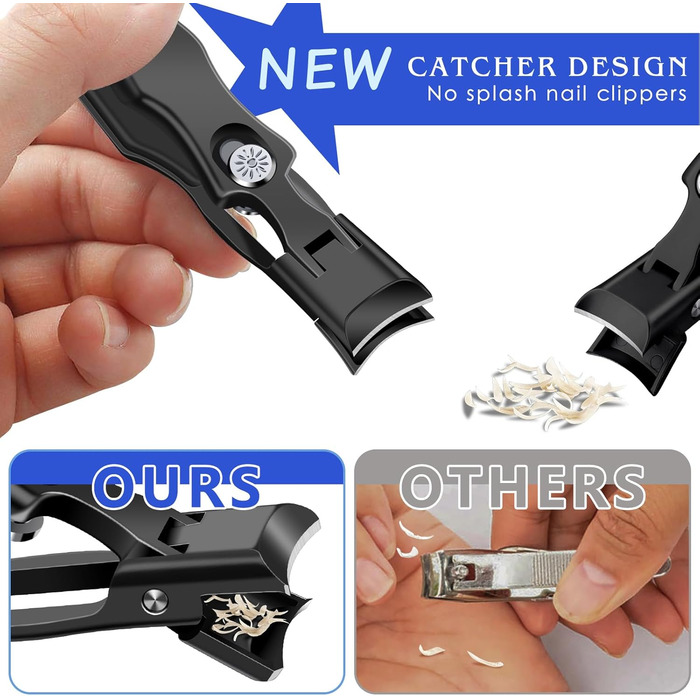 Набір кусачок для нігтів DRMODE Profi: кусачки для врослих нігтів, кусачки для товстих нігтів, ножиці для нігтів для літніх людей та чоловіків (2 шт., чорні)