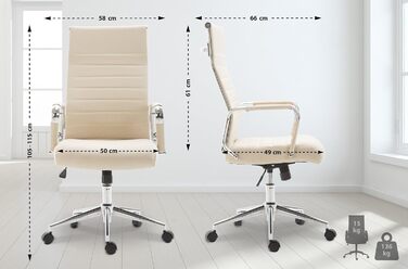 Крісло офісне Kolumbus, тканина, ергономічне, для довготривалої роботи, міцне, для геймінгу та home-office, колір: кремовий