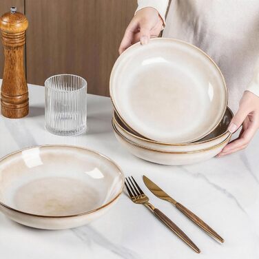 Набір глибоких тарілок GBhome з кераміки (22 см, 6 шт.) - для супу, пасти, кави