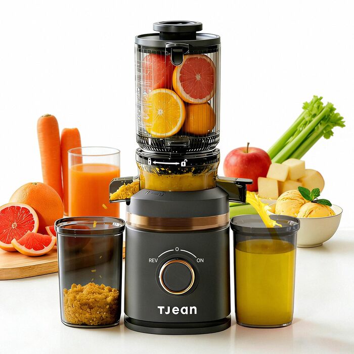 Шнекова соковижималка TJEAN Kaltpresse 150W для овочів та фруктів, повільний віджим, BPA-free, ємність 1.2л