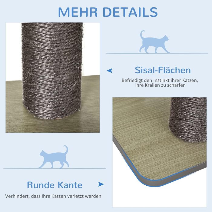 Дерев'яний комплекс для котів PawHut з гамаком, 230-250 см, сірий+кремовий, з захистом від перекидання