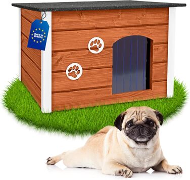 Будка для собак середніх порід Outentin - теак, 76x60x60 см - ізольована, для вулиці, з відкриваючим дахом