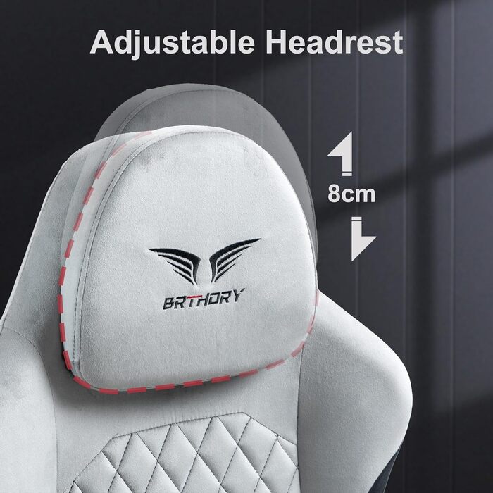 Геймерське крісло Racing Ergonomic Stoff Hellgrau з регульованою підголівкою та підставкою для ніг