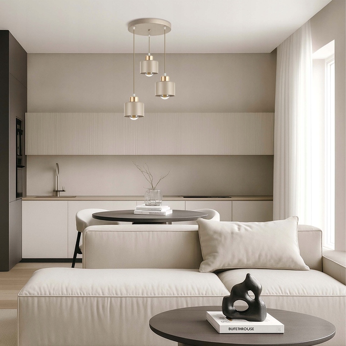 Підвісна LED-лампа LEDLUX, стельовий світильник БЕЖЕВИЙ, 3 цоколі E27