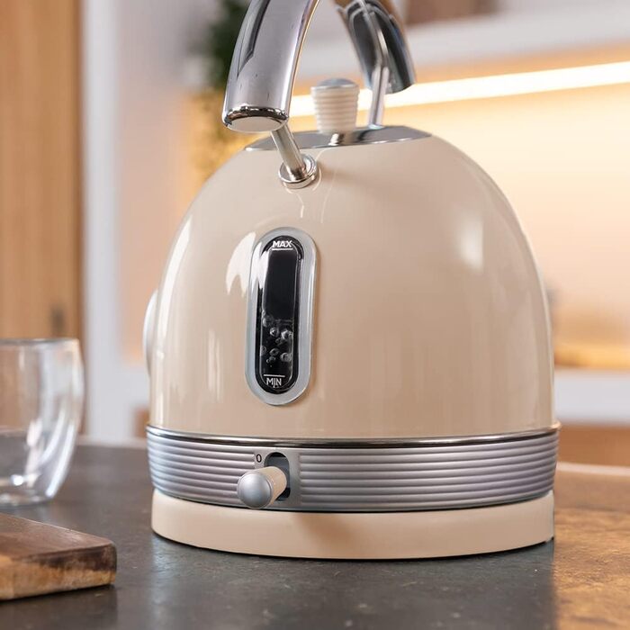 Електричний чайник Cecotec ThermoSense 420 Light Green, 1.8 л, 2200 Вт, з регулюванням температури, нержавіюча сталь, вінтажний стиль, зелений/бежевий