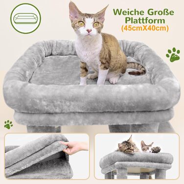 Драбина для котів Globlazer XL (156 см) з будиночком, платформами та когтеточками, сірий