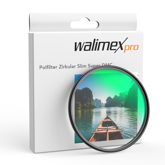 Поляризаційний фільтр Walimex pro Polfilter Zirkular Slim Super DMC 72mm - CPL фільтр для об'єктива, 18-шарова покриття, зменшує відблиски та покращує кольори