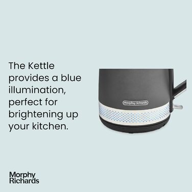 Електричний чайник Morphy Richards Illumination з нержавіючої сталі, 1.7 л, Титан