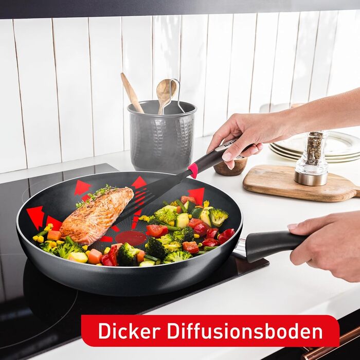 Сковорода Tefal Hard Titanium Essential 28 см антипригарна, з індикатором нагріву, виготовлена у Франції